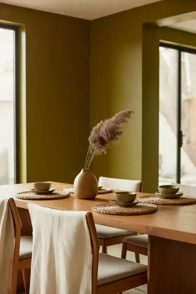 Olive Green and Warm Wood