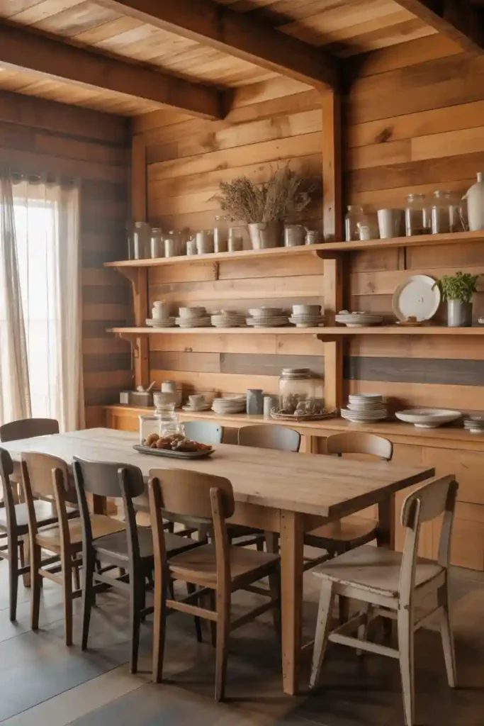 Open Shelving with Simple Rustic Décor