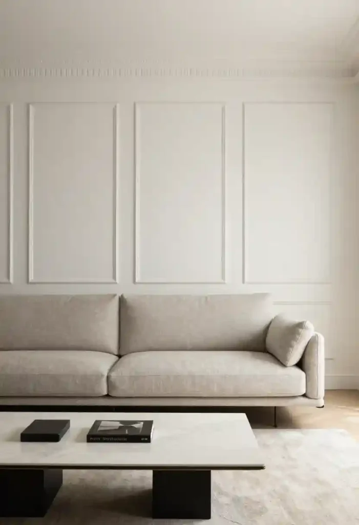 Classic Crown Molding with Modern Furniture