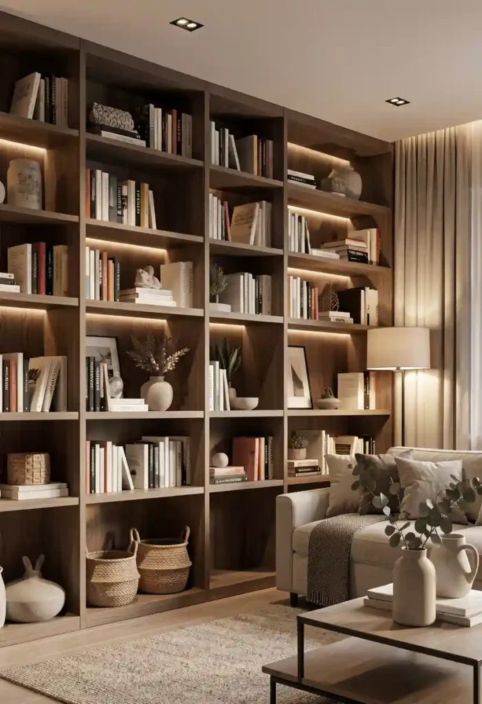 Color-Coordinated Bookshelves