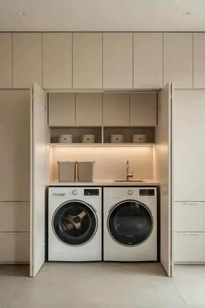 Conceal Laundry Behind Cabinet Doors