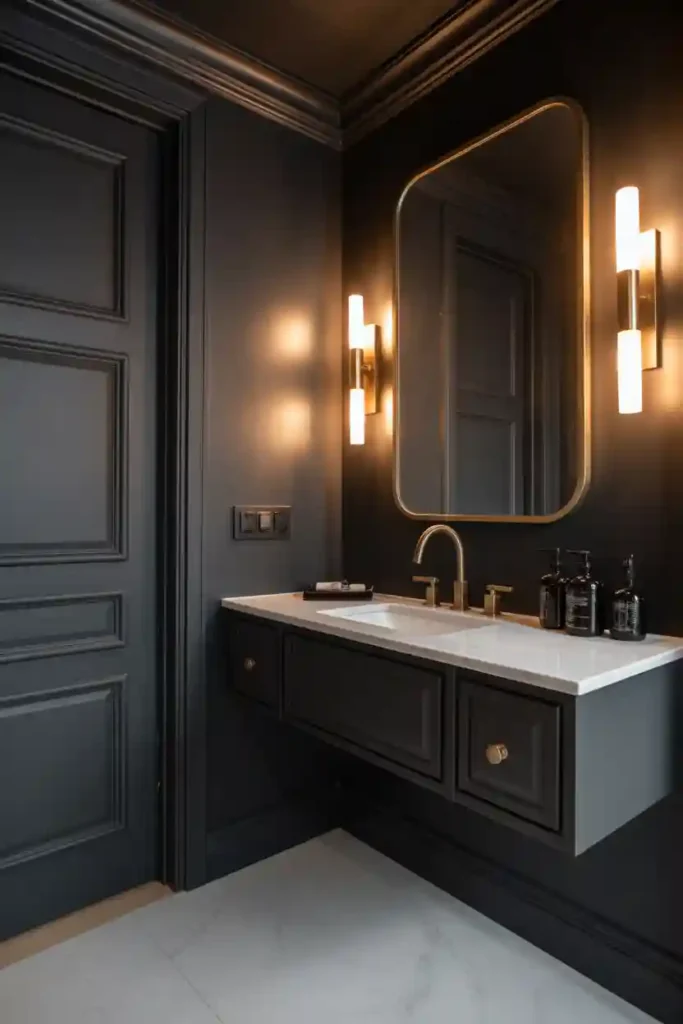 Dramatic Dark Walls with Gold Accents