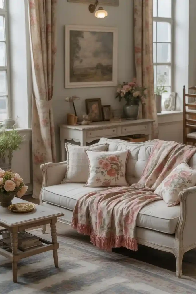 Layered Floral Textiles for a Soft, Romantic Look