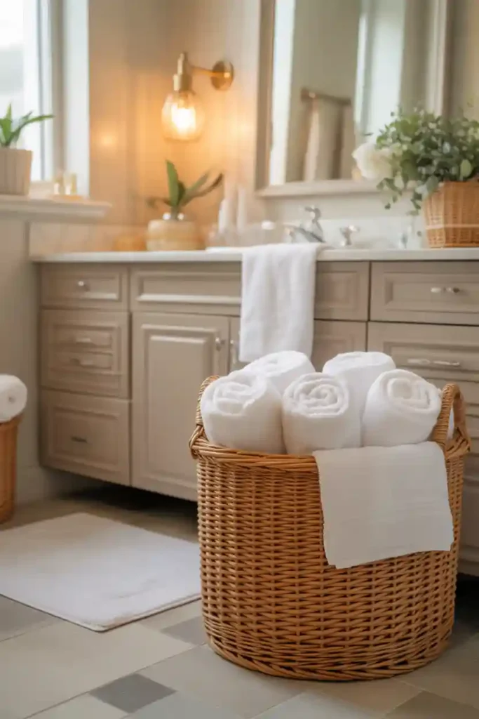 Plush Towels and Layered Linens