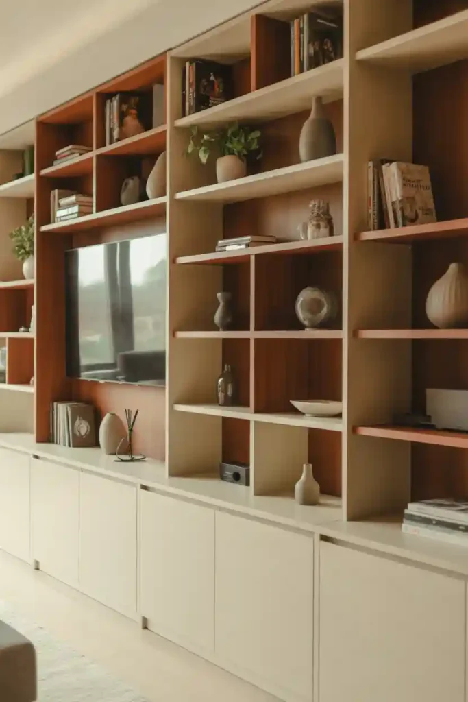 Built-In Shelving with Mixed Open and Closed Storage