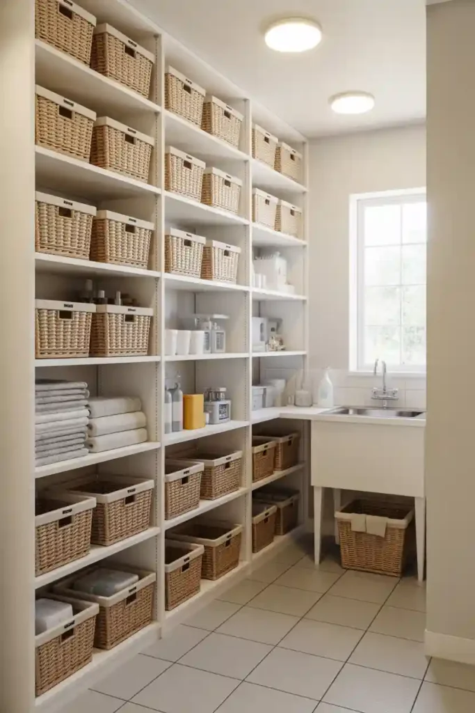 Open Shelf and Basket Combination