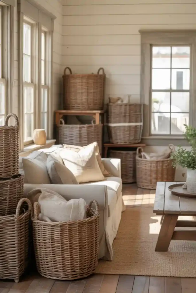 Use Woven Baskets and Natural Storage