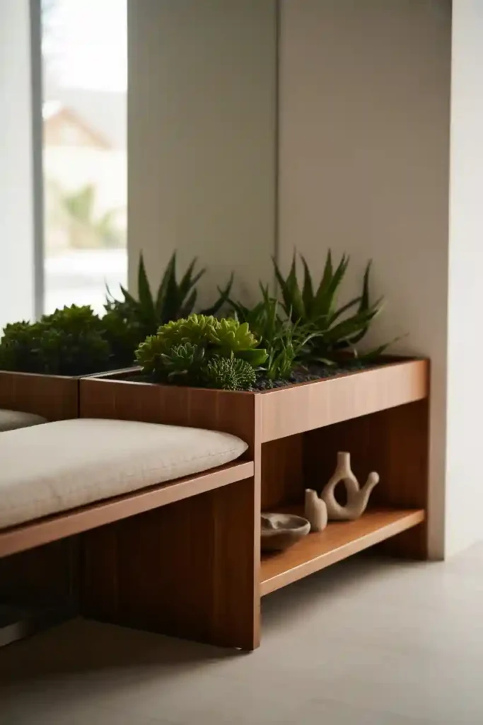 Bench with Integrated Planter or Decor Space