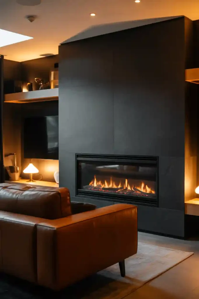  Black Matte Fireplace Basement
