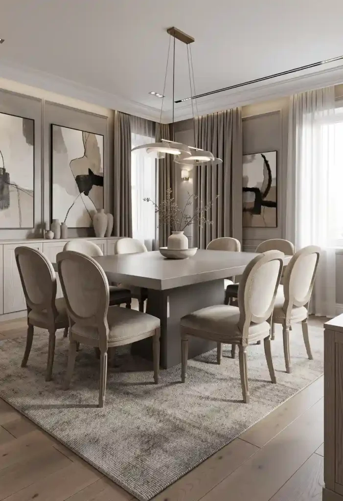 Traditional Dining Chairs with a Modern Table