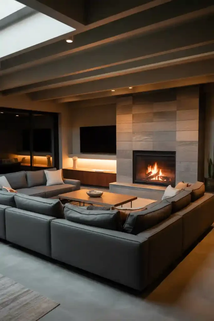 Fireplace with TV Nook