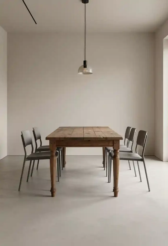 Antique Wood Pieces in a Minimal Setting