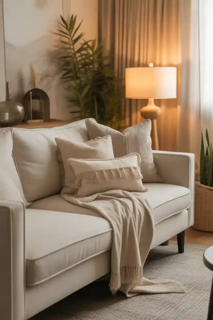 Layered Throw Blankets and Pillows