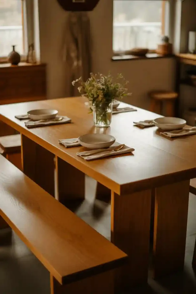 Rectangular Table with Bench Seating