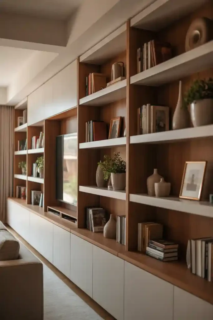 Built-In Shelving with Closed Lower Cabinets