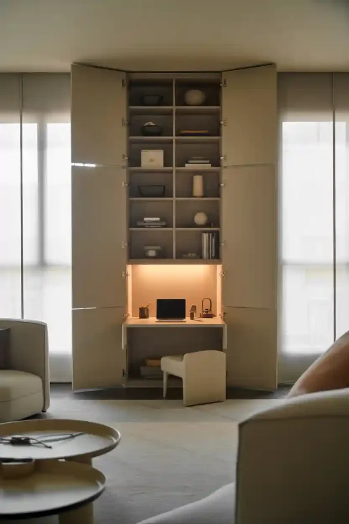 Hidden Desk Inside a Cabinet