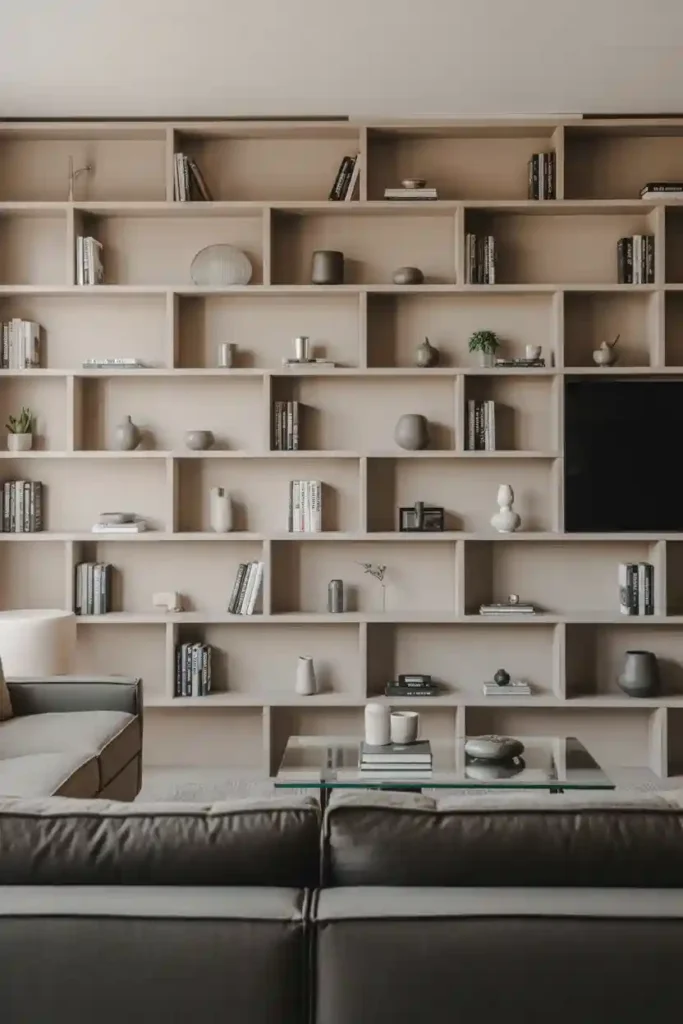 Asymmetrical Built-In Shelving Design