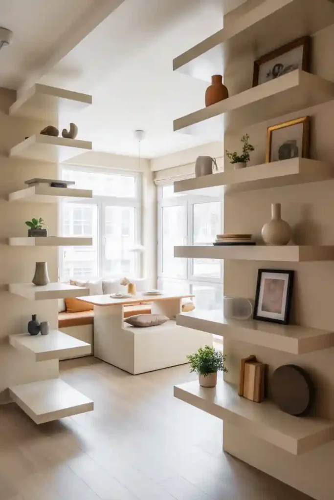 Floating Shelves for Vertical Storage
