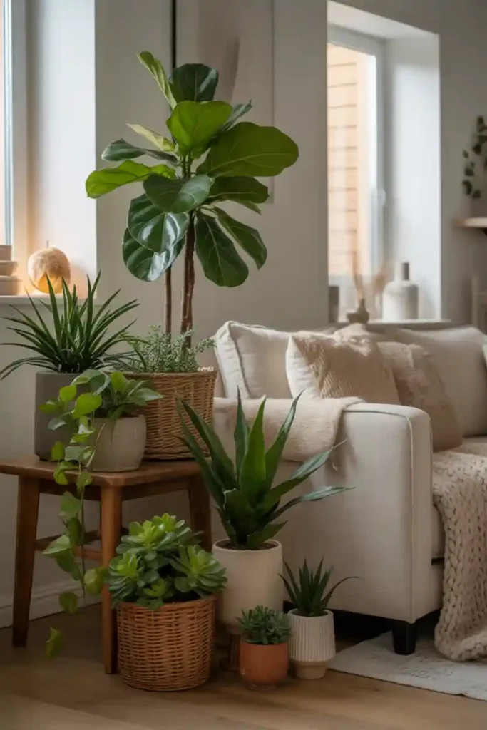 Plant Grouping on Side Tables