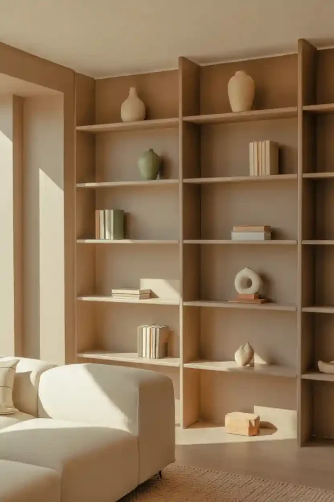  Built-In Shelving in a Neutral Color Palette