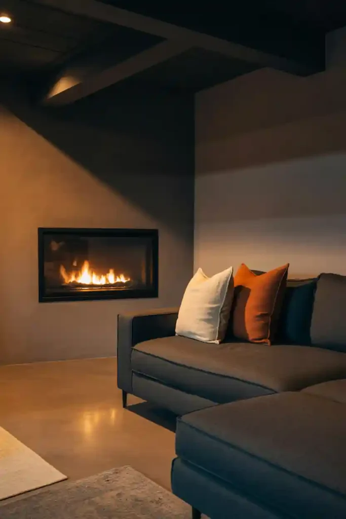 Corner Fireplace Basement