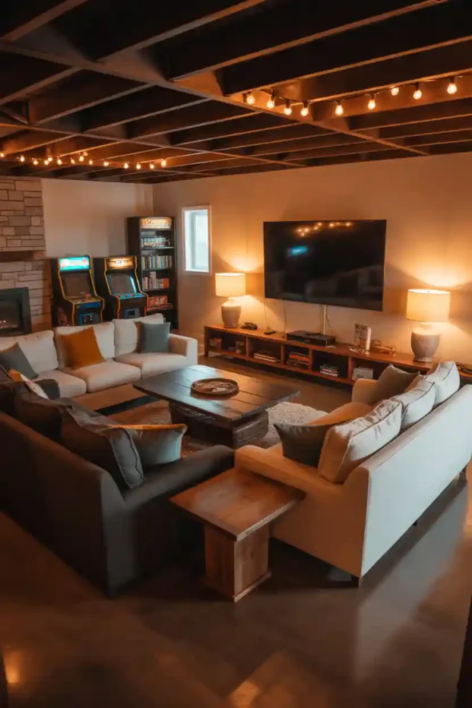 Cozy Lounge with Games and Seating