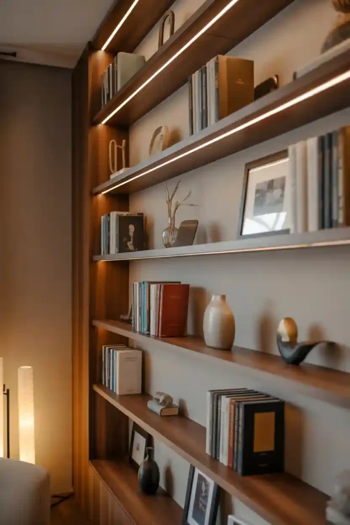Bookshelves with Integrated Lighting