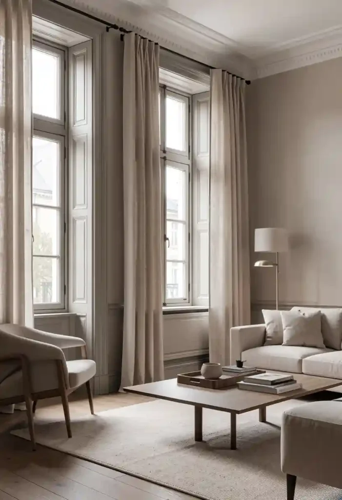 Minimal Window Treatments with Classic Architecture