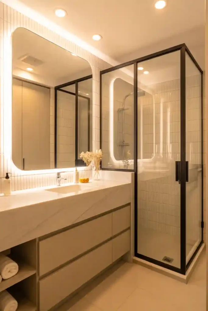 Backlit Mirror for Depth and Glow