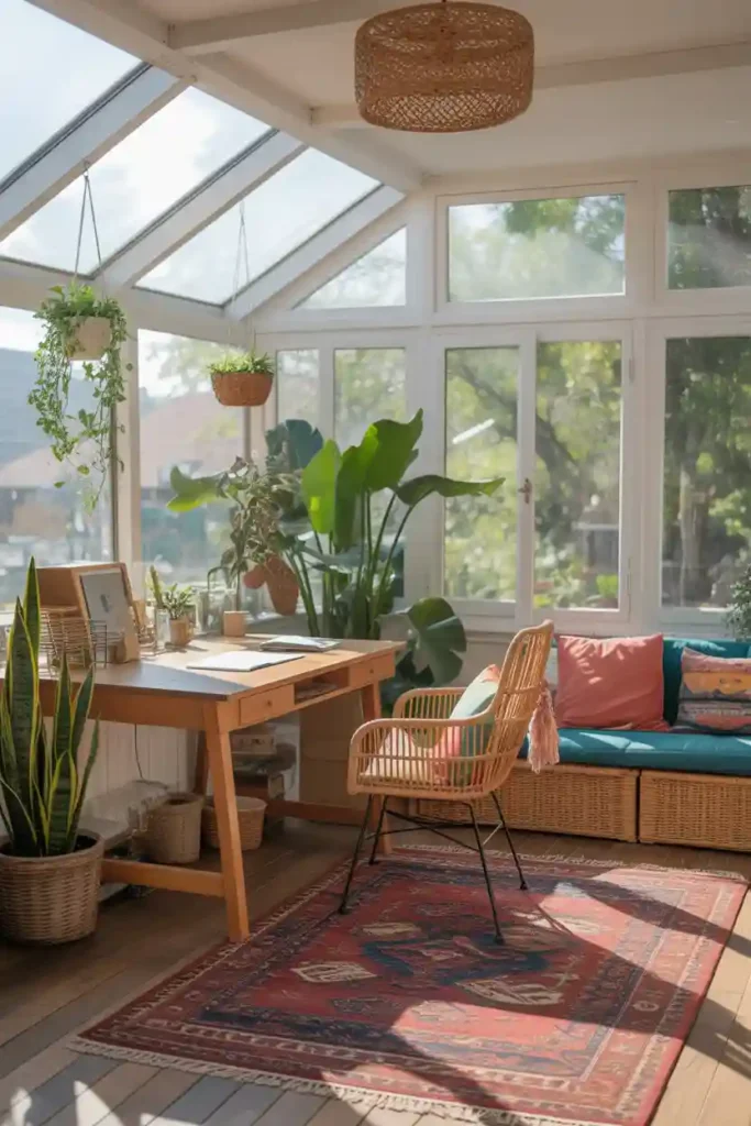 Boho Sunroom Office