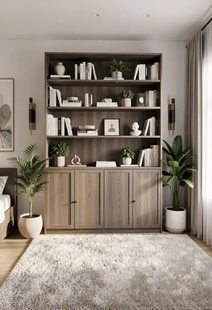 Bookshelf with Cabinets Below