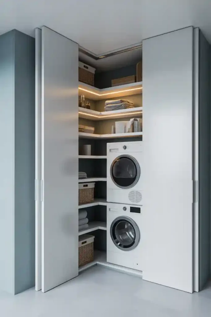 Corner Hidden Laundry Closet