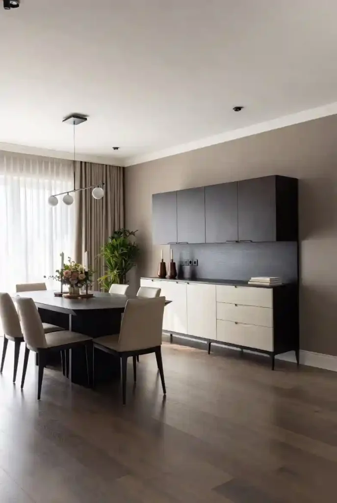 Two-Tone Dining Room Cabinets