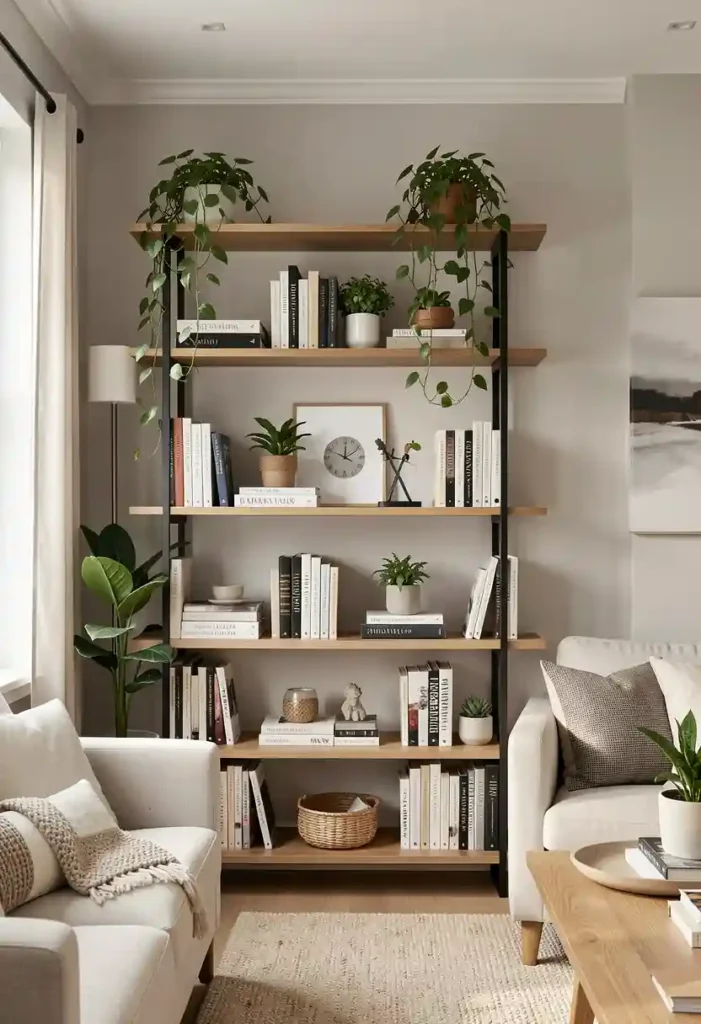 Style Bookshelves With Greenery