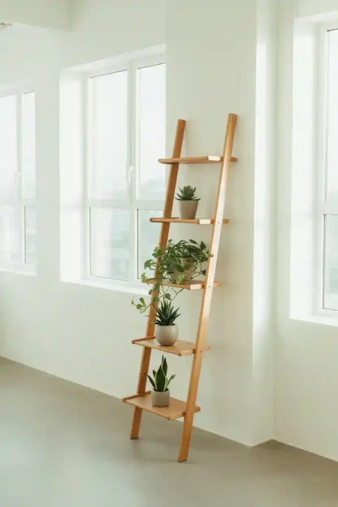 Minimal Plant Ladder Shelf