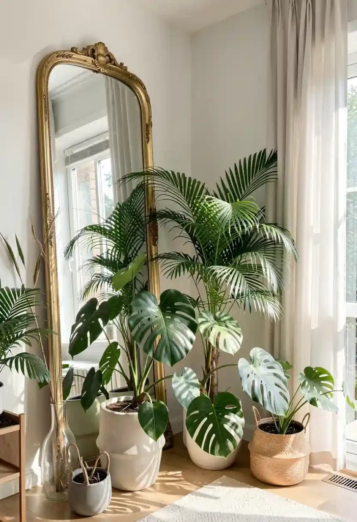 Plant Corner With Decorative Mirror