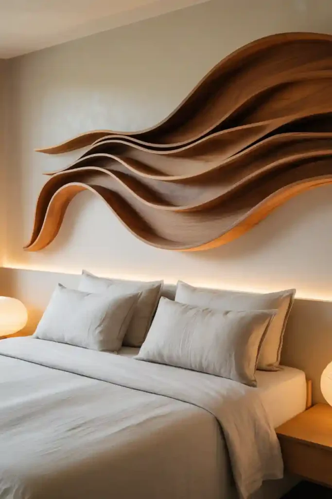 . Sculptural Wooden Wall Accent
