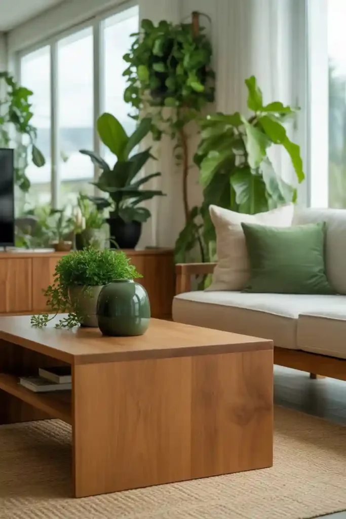 Mix Green With Natural Wood