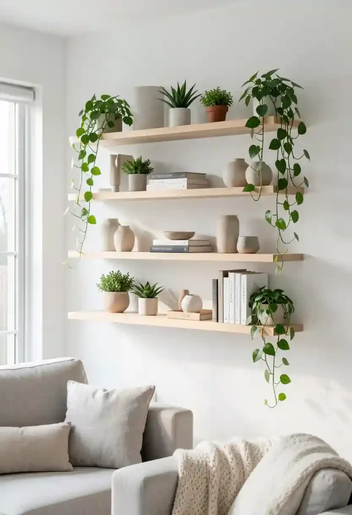 Style Floating Shelves With Greenery