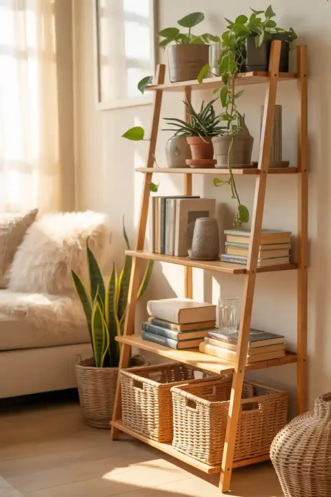 Tall Ladder Shelf Corner Display