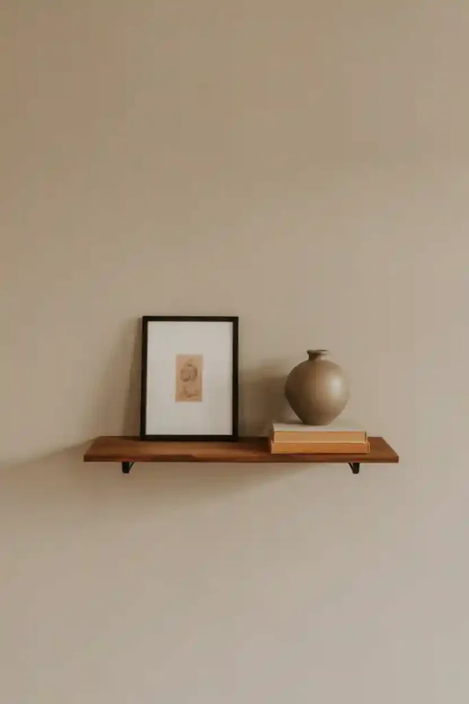  Floating Wood Shelf With Sparse Styling