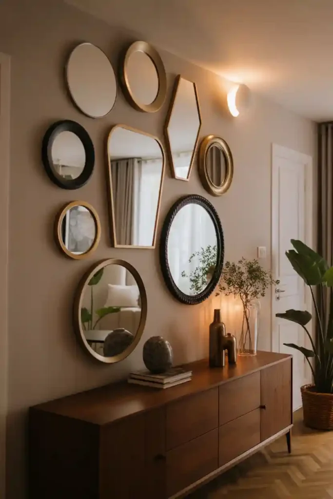 Gallery Wall of Decorative Mirrors