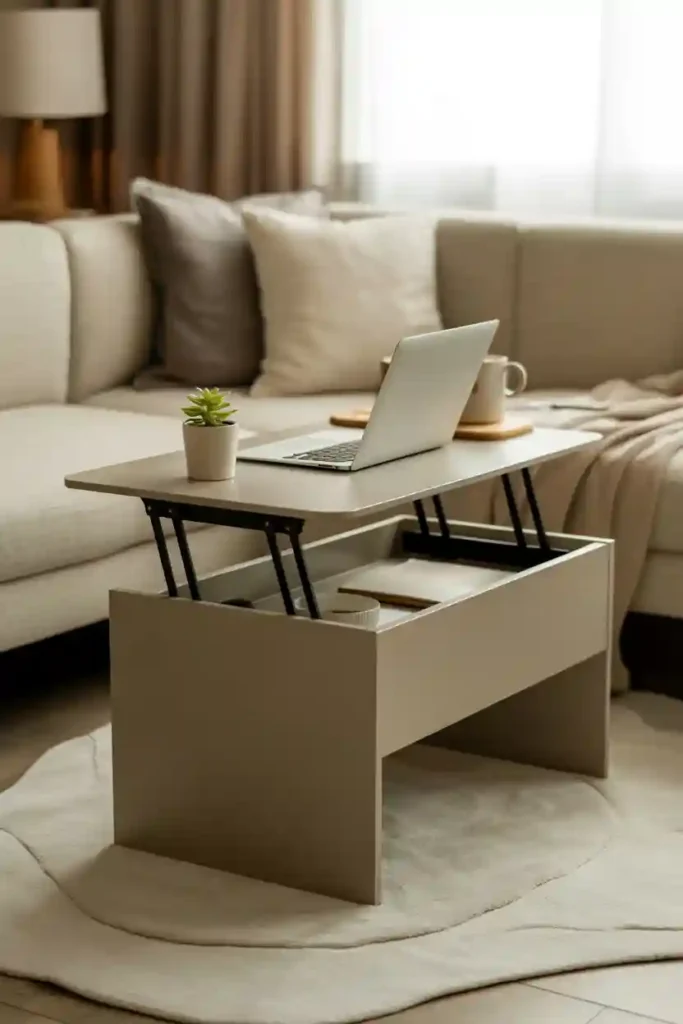 Lift-Top Coffee Table Workspace