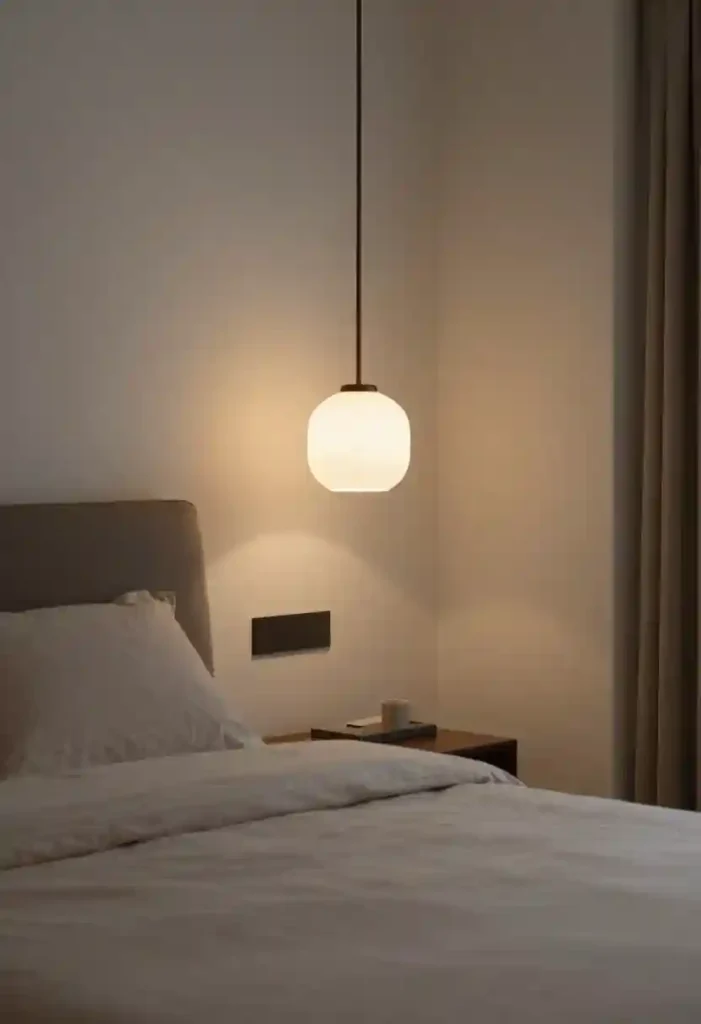 Soft Pendant Lights Beside the Bed