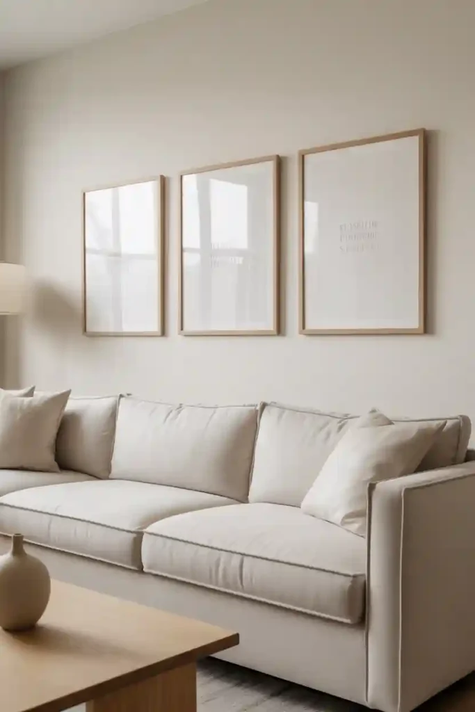  Neutral Gallery Wall With Wide Spacing