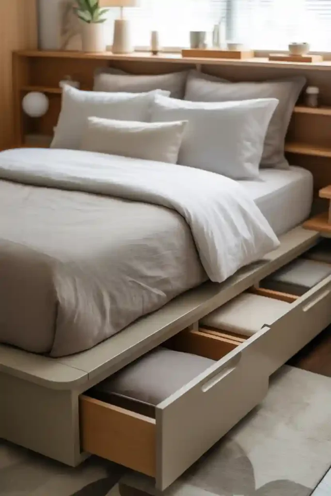 Storage Bed with Built-In Drawers