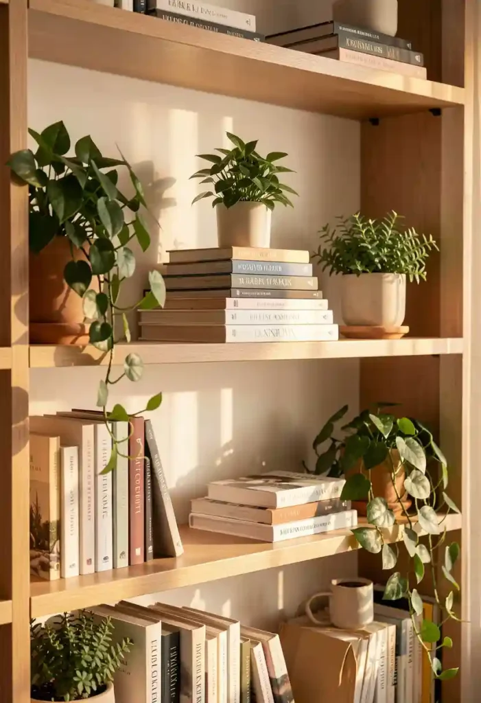 Style Shelves With Books and Plants