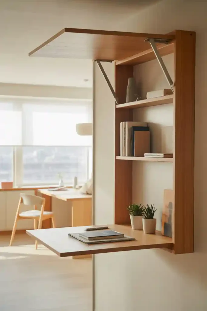 . Wall-Mounted Fold-Down Desk