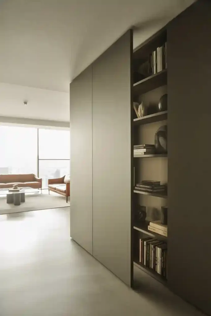 Hidden Storage Behind Sliding Panels