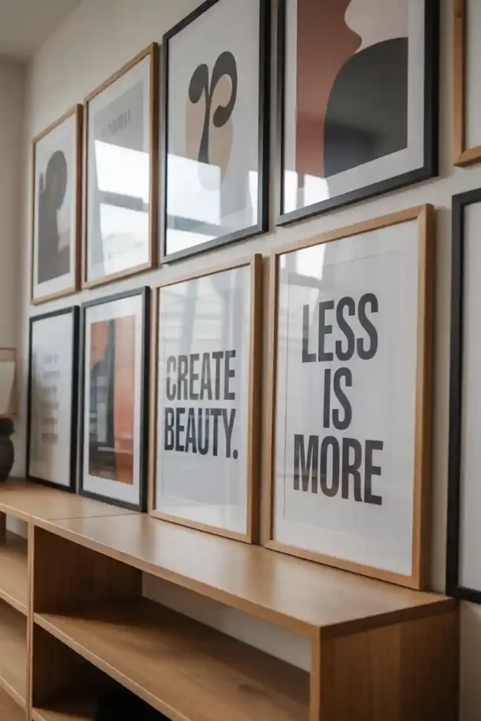 Gallery Wall With Mixed Modern Frames